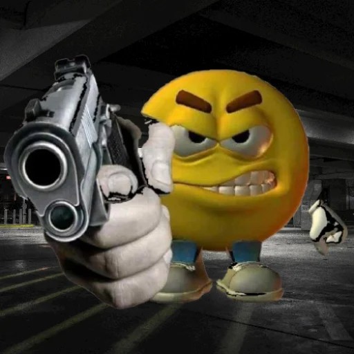 Create meme: funny emoticons, smiley face with a gun, angry emoticons