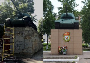 Create meme: monuments in Mtsensk t-34, monument to the tanks in the city of Orel, monument tank Simferopol