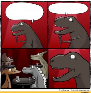 Создать мем: dinosaurs, динозавр стендапер мем