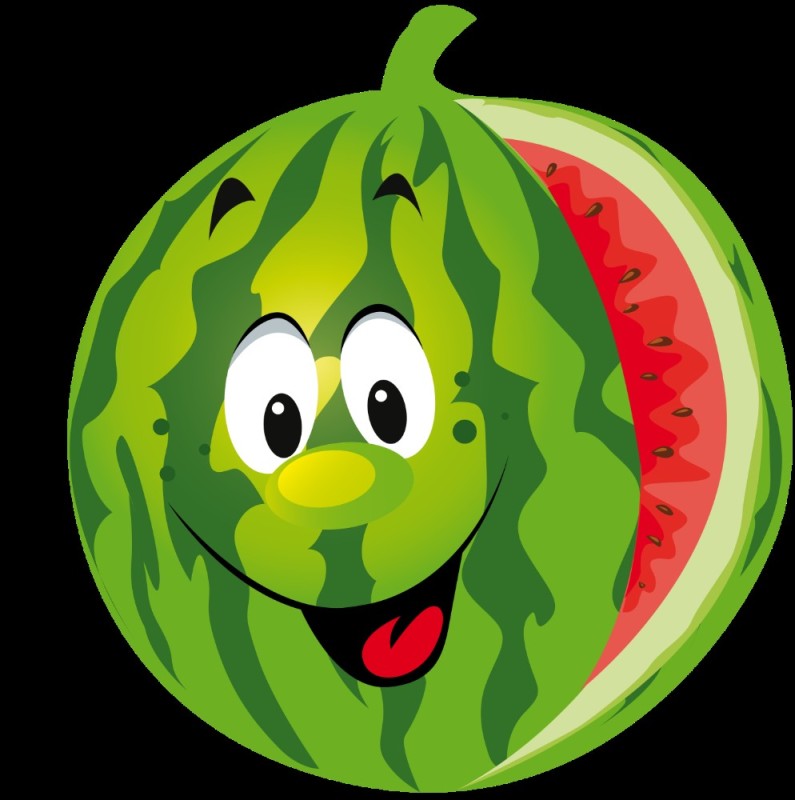 Создать мем: арбуз рисунок для детей, мультяшные овощи и фрукты, веселые фрукты