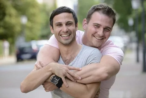 Create meme: two men embrace, same-sex marriage, two friends