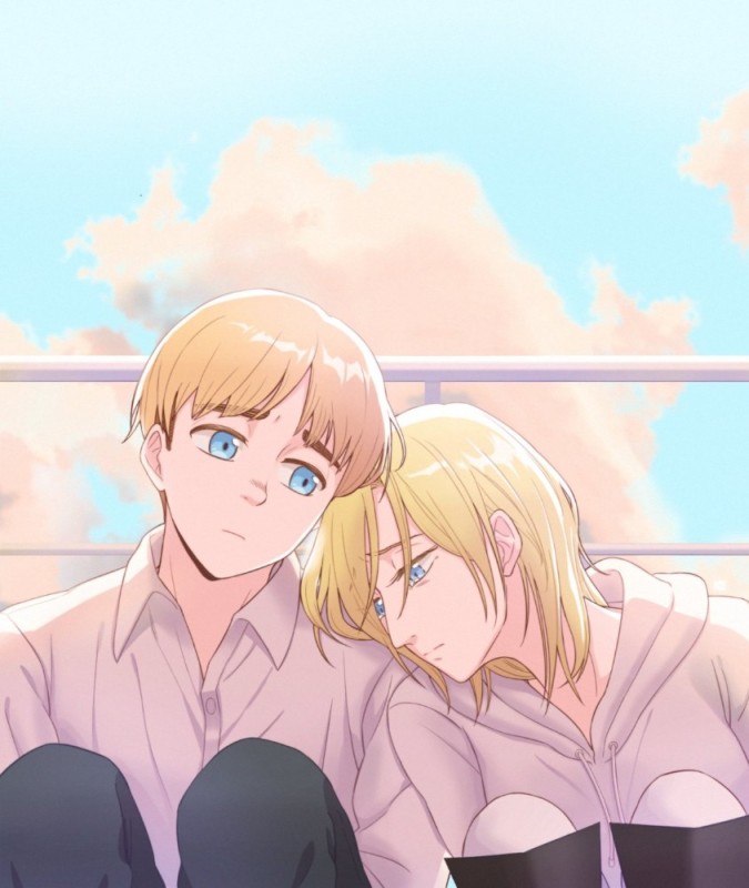 Создать мем: аниме милые, armin x annie, энни леонхарт и армин