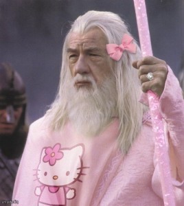 Create meme: Gandalf the white, gandalf pink, gandalf hello kitty