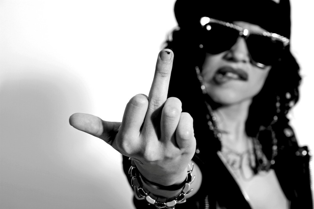 Create meme "rock picture gesture with his fingers, Middle finger , mi...