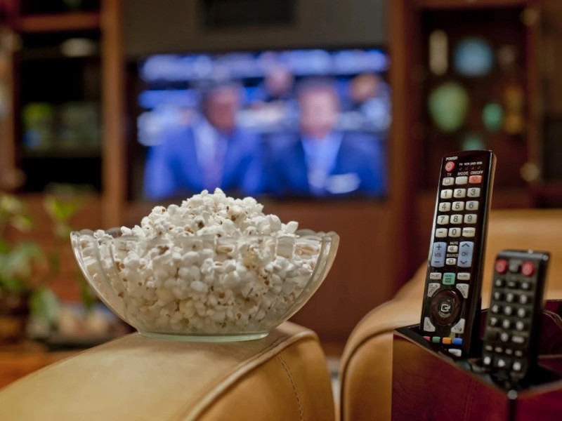 Create meme: popcorn and TV, the popcorn, popcorn 