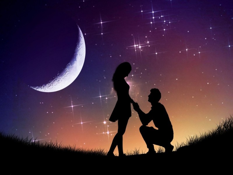 Create meme: romance the night, silhouette of a girl and a guy, couple silhouettes