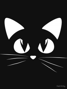 Create meme: black and white, figure, black face cat