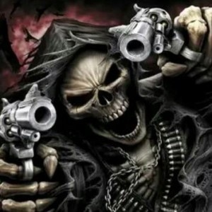 Create meme: the skeleton is cool, skeleton with a gun, skeleton with a gun