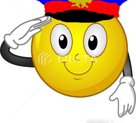 Create meme: Smiley face military greeting, A smiley face saluting, smile salutes