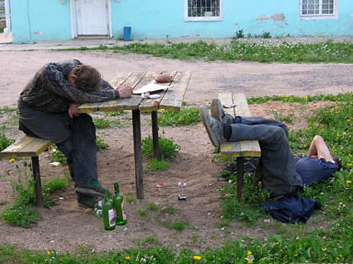 Create meme: drunks at the table, drunk , the bum on the bench