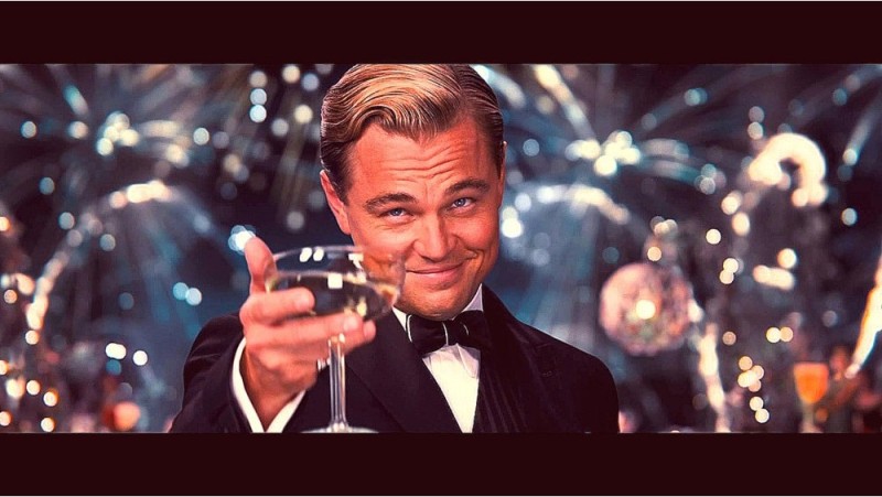 Create meme: Leonardo DiCaprio the great Gatsby, Leonardo DiCaprio with a glass of, DiCaprio Gatsby meme