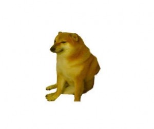 Создать мем: доги желтый мем, качок собака, сидящая собака