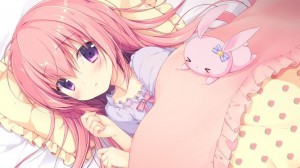 Создать мем: розовое аниме, спящая девушка аниме, аниме милые