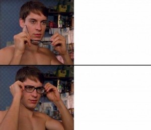 Create meme: Peter Parker glasses meme, Peter Parker meme with sunglasses, boy