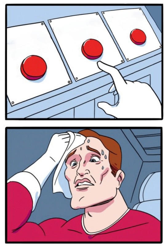Create meme: the meme with the two buttons template, difficult choice meme, memes comics 