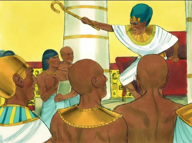 Create meme: Moses and Pharaoh, Joseph the slave in Egypt, Joseph is Pharaoh's assistant