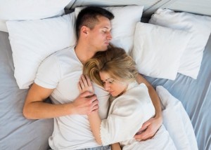 Create meme: sleeping couple, young couple in bed, couple in bed