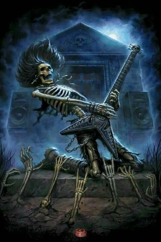 Create meme: a skeleton with a guitar, art skeleton, skeleton guitarist