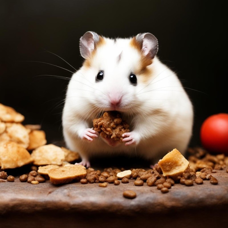 Create meme: hamster , white hamster, hamster eats cottage cheese