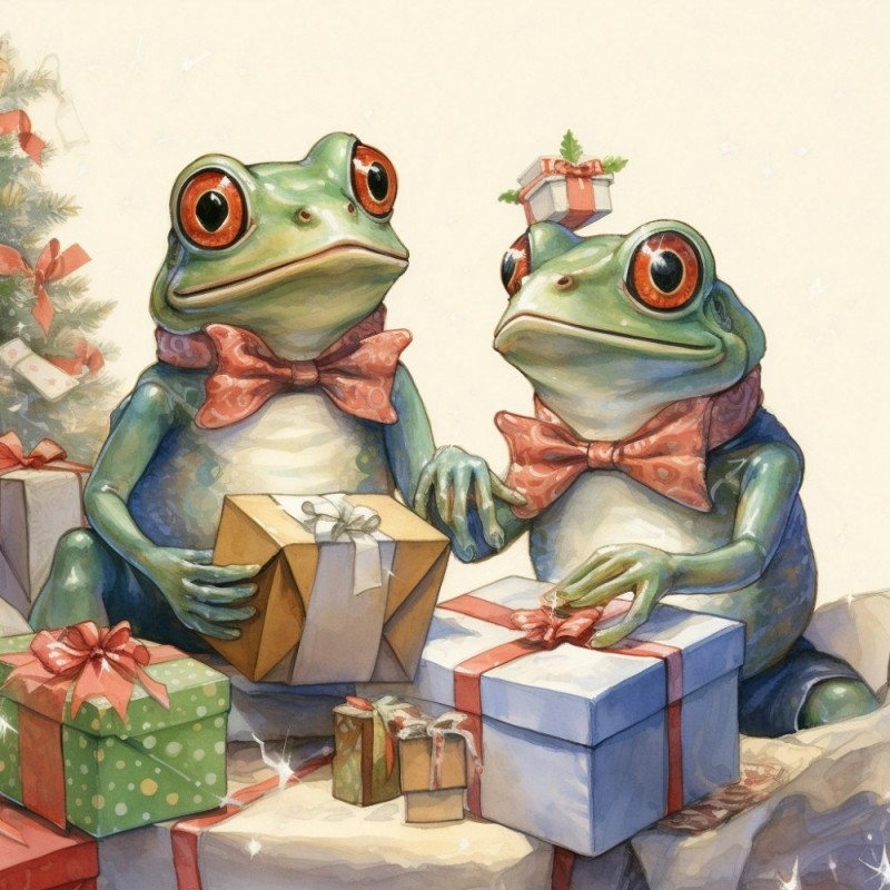 Create meme: postcards with frogs, frog , frog painting