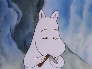 Create meme: Moomins, when someone, Hippo with a knife