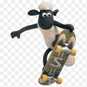 Create meme: Shaun the sheep on a skateboard, Shaun the sheep cat, Shaun the sheep the goat