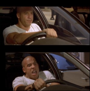 Create meme: VIN diesel fast and furious, meme of VIN diesel, Dominic Toretto behind the wheel