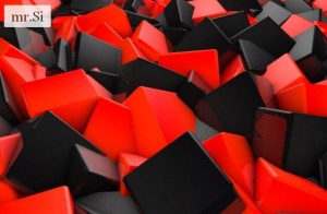 Create meme: 3d black red cubes, red and black, abstraction