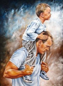 Создать мем: масляная живопись, отец и сын живопись, картина папа с дочкой