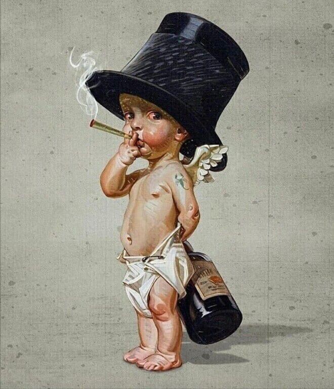 Создать мем: художник джозеф кристиан лейендекер (1874-1951), винтажные иллюстрации, буржуй с сигарой