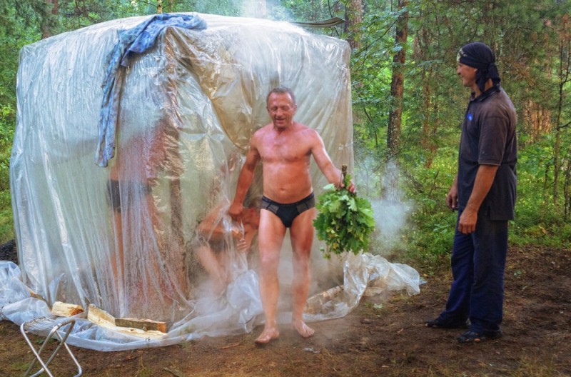 Create meme: hiking bath, camping sauna in nature, hiking forest bath