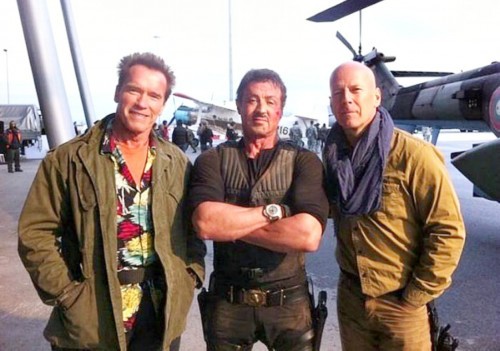 Create meme: Arnold Schwarzenegger , Stallone Schwarzenegger, the expendables 2 