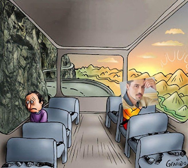 Create meme: the guy on the bus, bus from inside, people on the bus