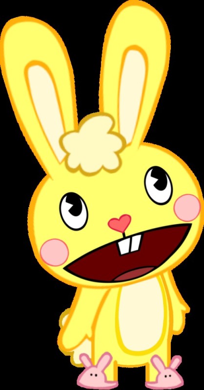 Create meme: happy tree friends yellow rabbit, yellow hare happy tree friends, cuddles happy tree friends