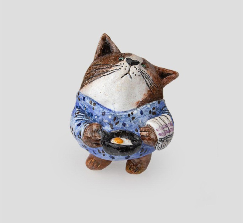 Создать мем: кот из папье маше, фигурка папье-маше кот, толстый кот керамика