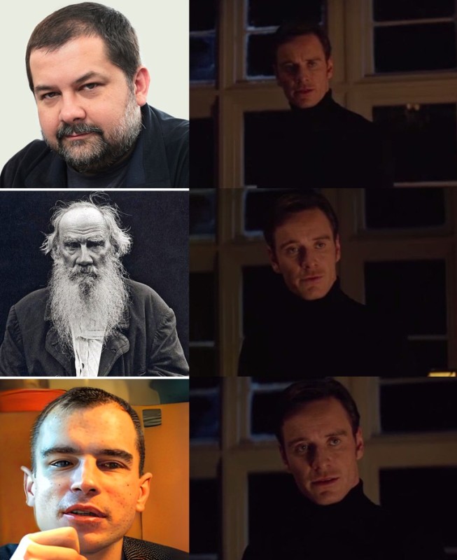 Create meme: dmitry larin and Nikolai Sobolev, show me this meme, meme with Fassbender