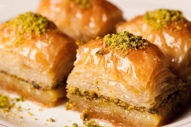 Create meme: baklava, baklava from filo dough, baklava with walnut