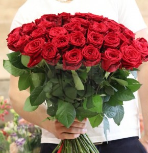 Создать мем: 51 красная роза, роза 50 см, розы
