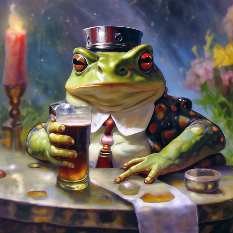 Create meme: painting frog, toad , frog toad