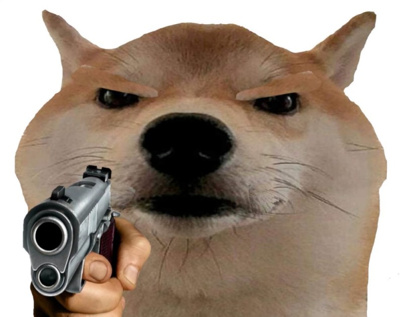 Создать мем: доги мем, собака мемная, собака с пистолетом