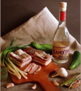 Create meme: food, still life with vodka, still life with lard and vodka painting