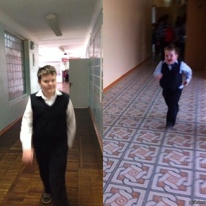 Create meme: fat schoolboy runs, the student runs through the hallway the original, kid running meme