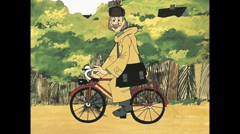 Create meme: buttermilk postman Pechkin, pechkin bike, the postman Pechkin and bike