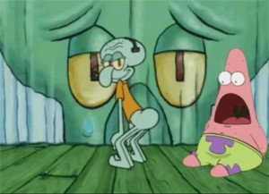 Create meme: squidward laughs, sponge Bob square pants, squidward