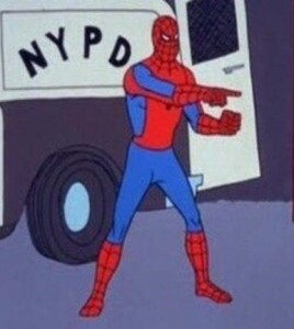 Create meme: two spider-man meme, people, Spiderman meme double