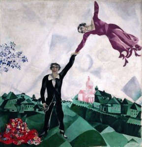 Create meme: Chagall's the walk 1917, M. Z. Chagall. Walk, Chagall paintings