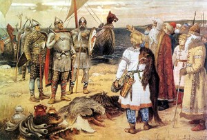 Create meme: the calling of the Varangians to Russia by Vasnetsov, picture the call of the Varangians to Russia, calling Vikings illustration