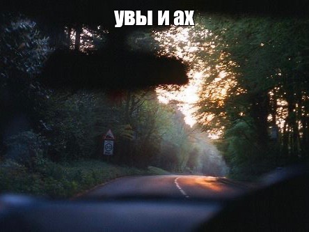 Create meme: landscapes on a film camera, car , the nature of the road
