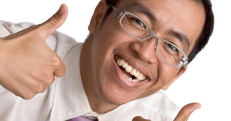 Create meme: a satisfied Chinese, Chinese smiling, the man gives a thumbs up