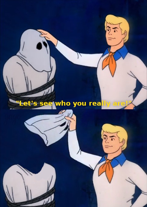 Create meme: Scooby Doo unmasks the, scooby-doo, the scooby doo meme takes off the mask